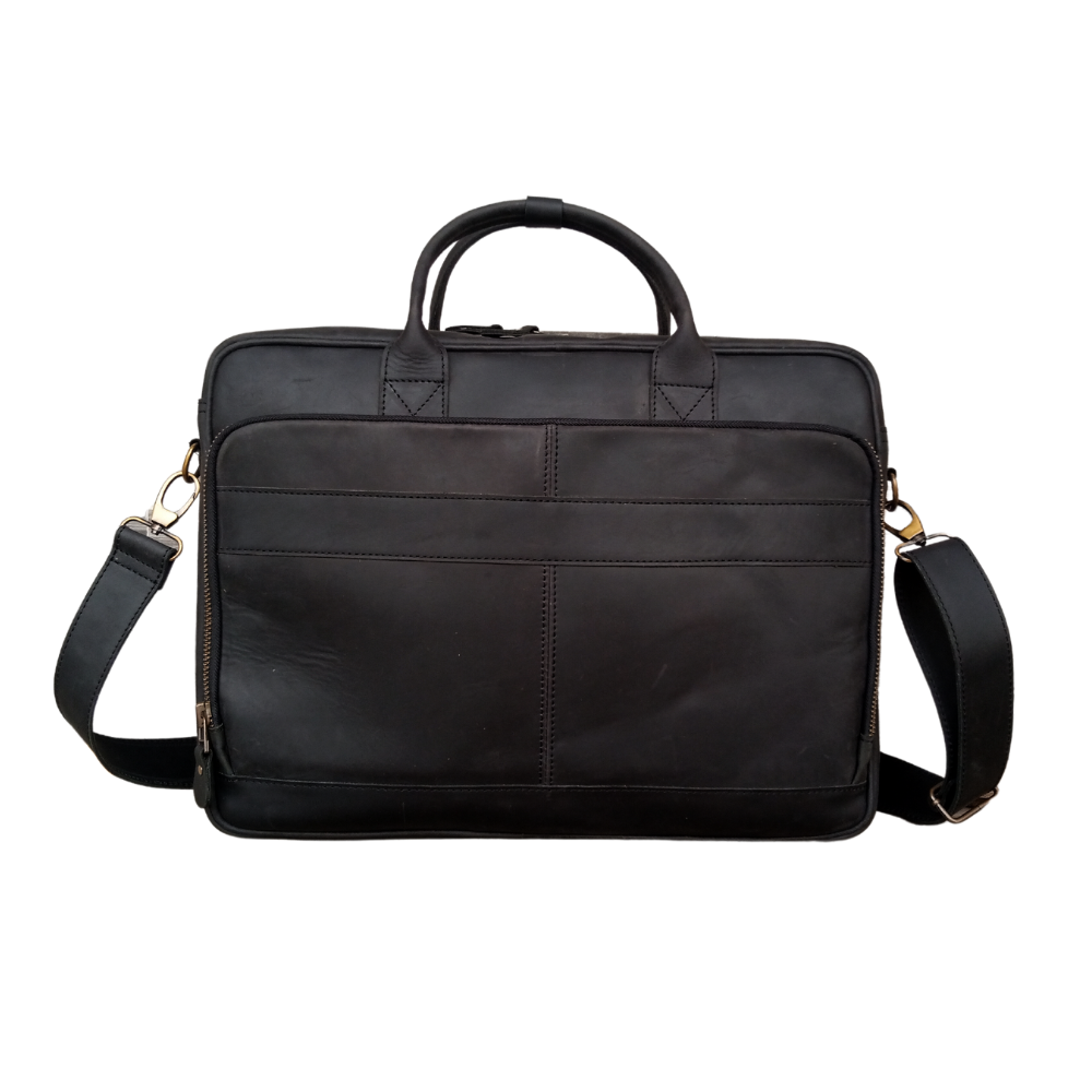 Black Leather Briefcase Laptop Bag, 15 & 16 Inches Laptop Bag