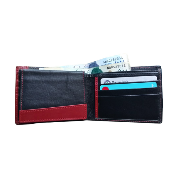 Black & Red Leather Wallet for Men