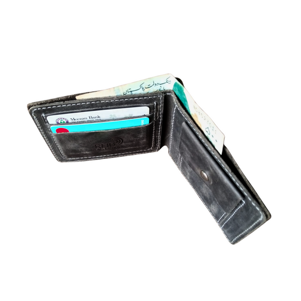 Charcoal Slim Leather Men's Wallet