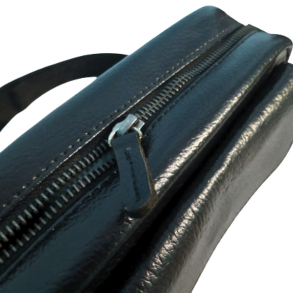 Black Leather Crossbody Bag for Men & Women