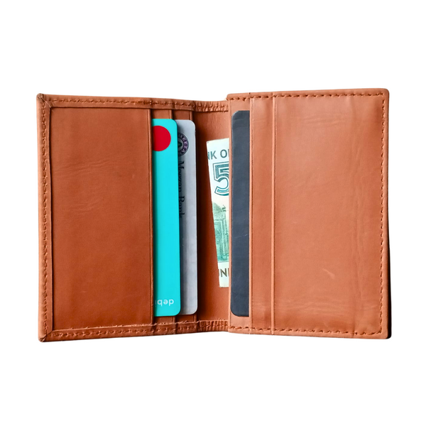 Tan Leather Bifold Mini Wallet - Leather Card Holder