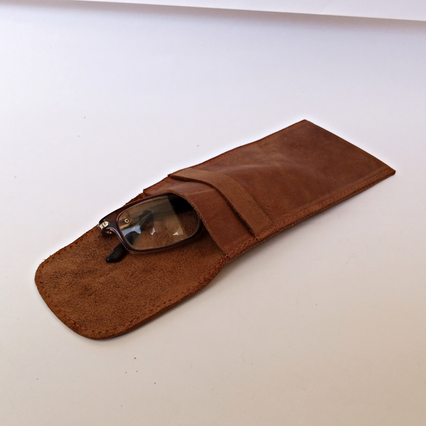 Mustard Leather Sunglasses Cover - Eyewear Case