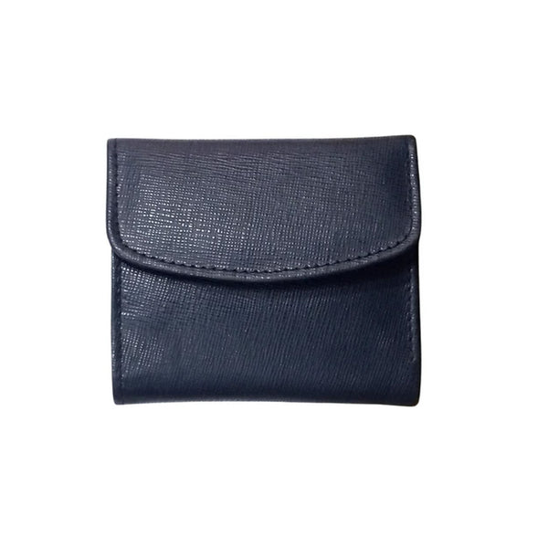 Blue Leather Men's Trifold Wallet with Magnetic Snap Closure