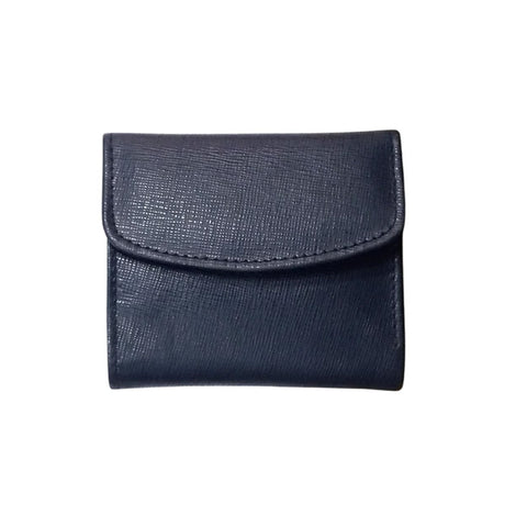 Blue Leather Men's Trifold Wallet with Magnetic Snap Closure