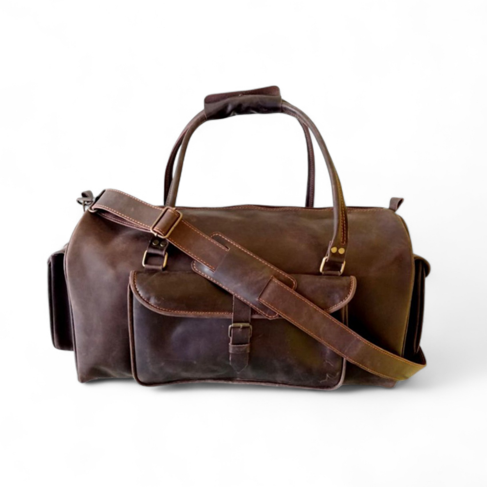 Chocolate Leather Carryall Bag