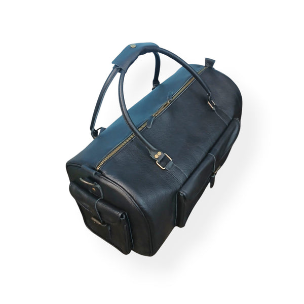 Black Softy Leather Duffel Bag - Gym Bag