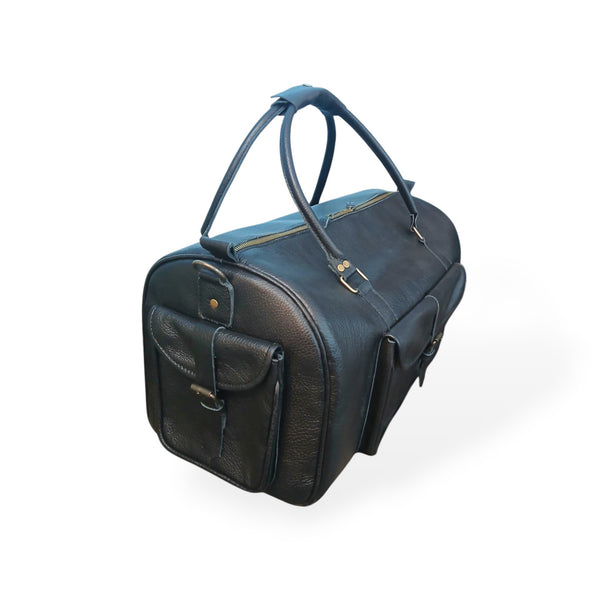 Black Softy Leather Duffel Bag - Gym Bag