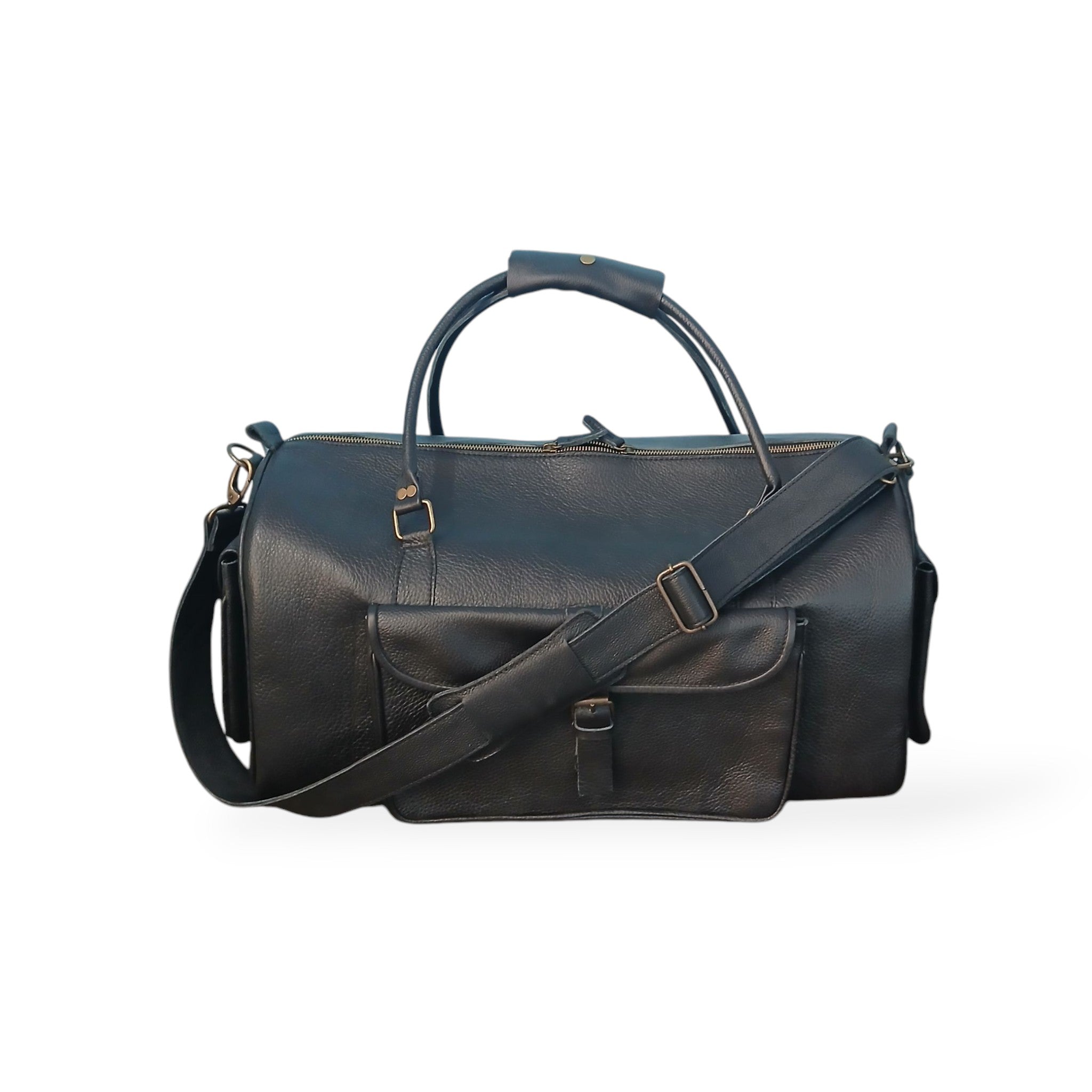 Black Softy Leather Duffel Bag - Gym Bag