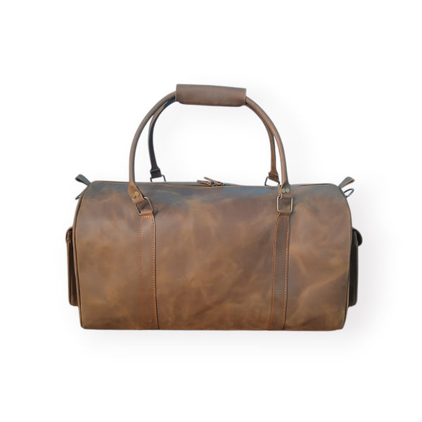 Coffee Brown Leather Carryall Bag