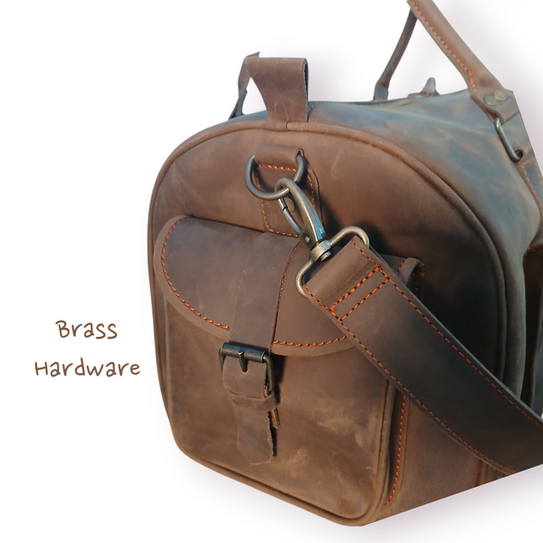 Coffee Brown Leather Carryall Bag