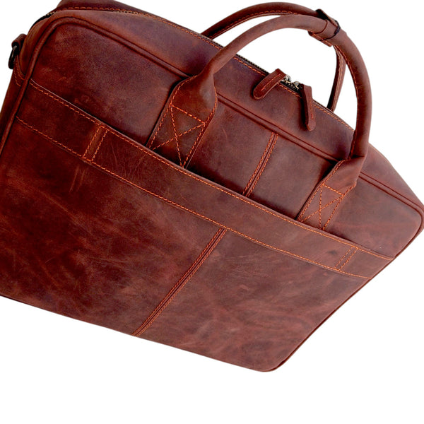 15.6 / 16 inches Reddish Brown Leather Business Laptop Bag