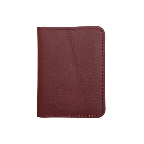 Rust Leather Bifold Card Holder - Mini Wallet