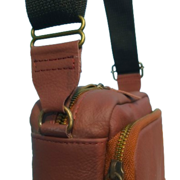 Maroon Leather Crossbody Bag for Men & Women