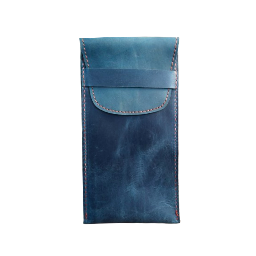 Navy Leather Optical Cover - Eyewear Sleeves