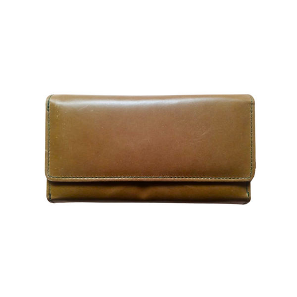 Olive Leather Travel Wallet for Women