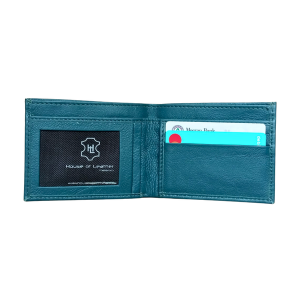 Ocean Blue Slim Fold Leather Wallet