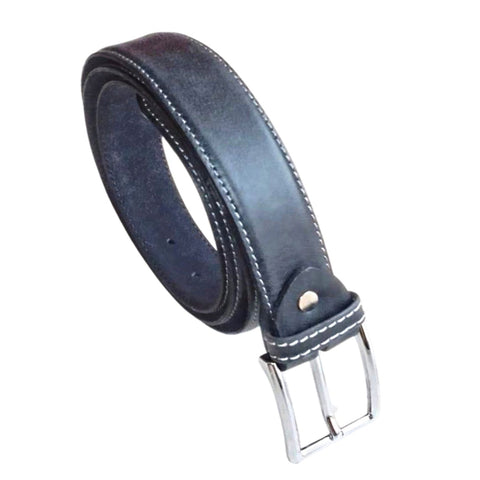 Black Formal Leather Belt - Single Stitched 35mm Wide