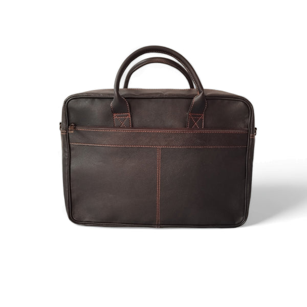 Coffee Brown Men's Leather Laptop Bag