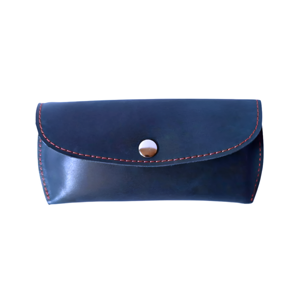 Navy Leather Sunglasses Cover - Optical Case