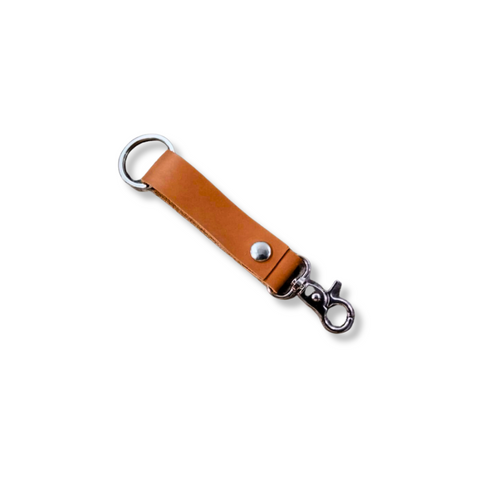 Tan Leather Keychain with Hanging Hook