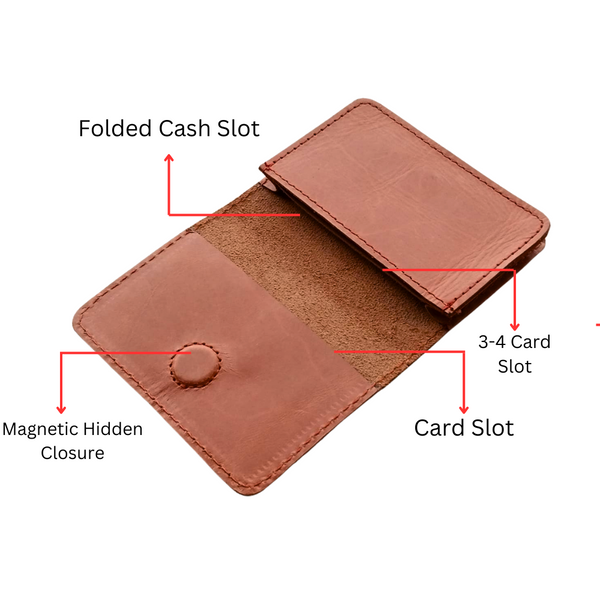 Mustard Leather Wallet - Hidden Magnetic Closure