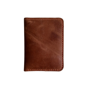 Antique Leather Bifold Card Holder - Mini Wallet