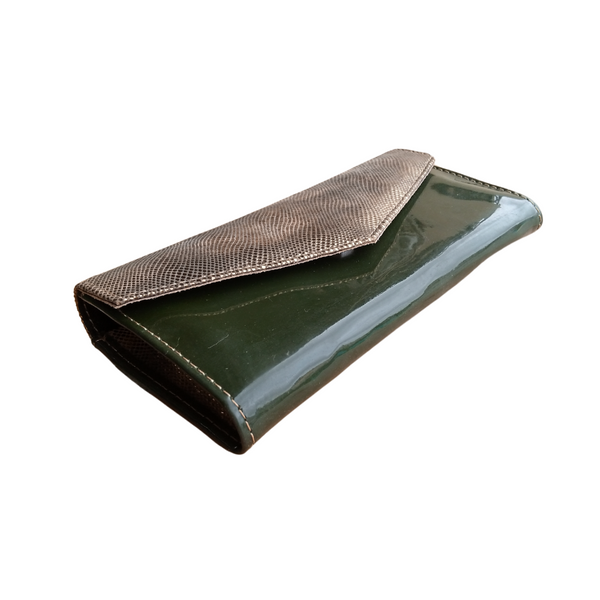 Army Green Patent Leather Wallet for Women