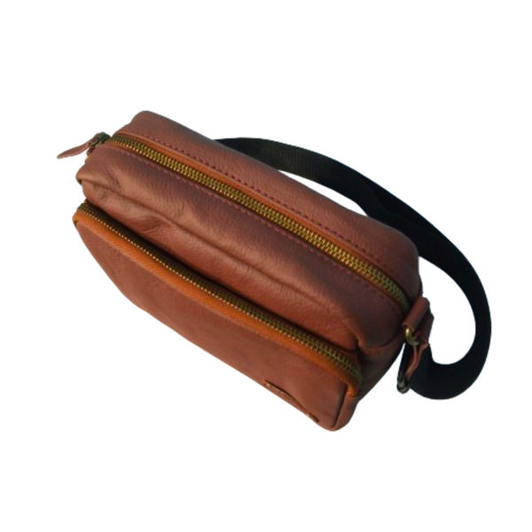 Maroon Leather Crossbody Bag for Men & Women