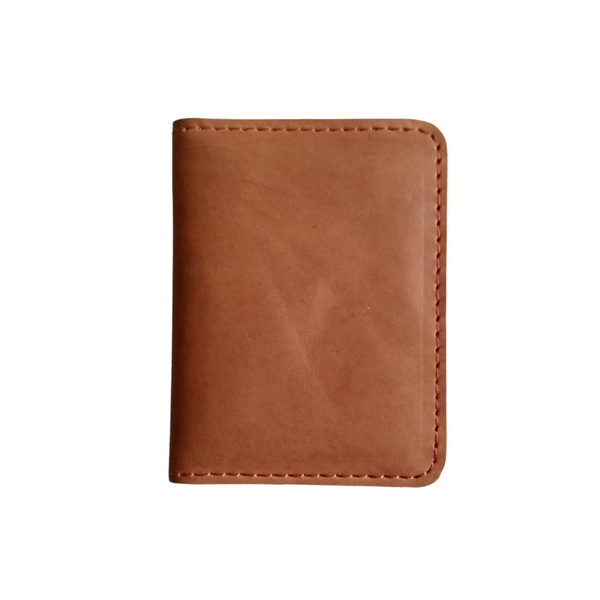 Tan Leather Bifold Card Holder - Mini Wallet