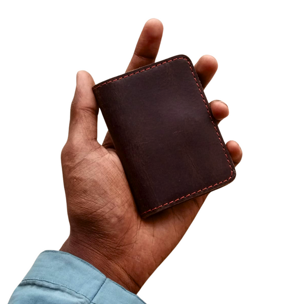 Dark Brown Leather Wallet - Hidden Magnetic Closure