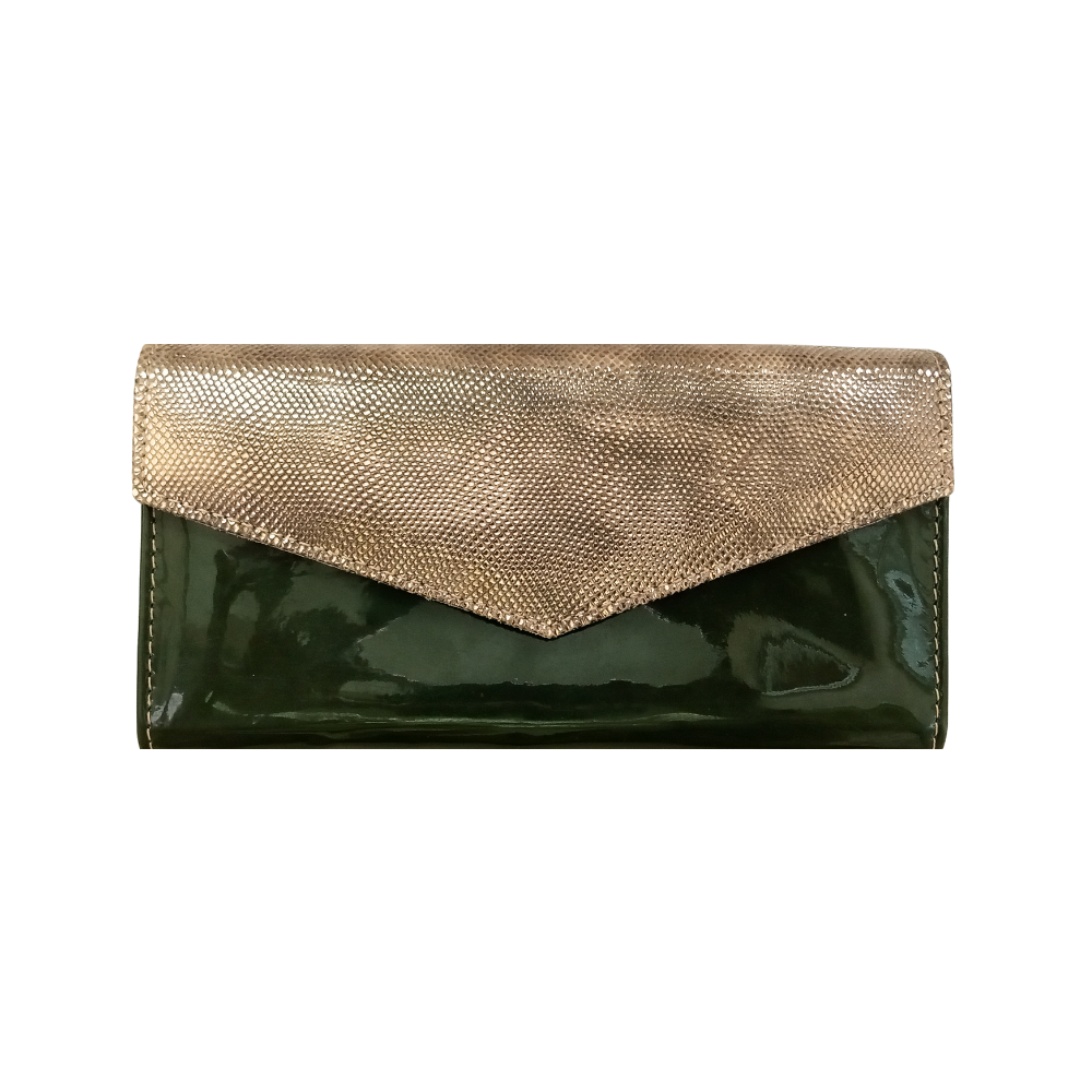 Army Green Patent Leather Wallet for Women