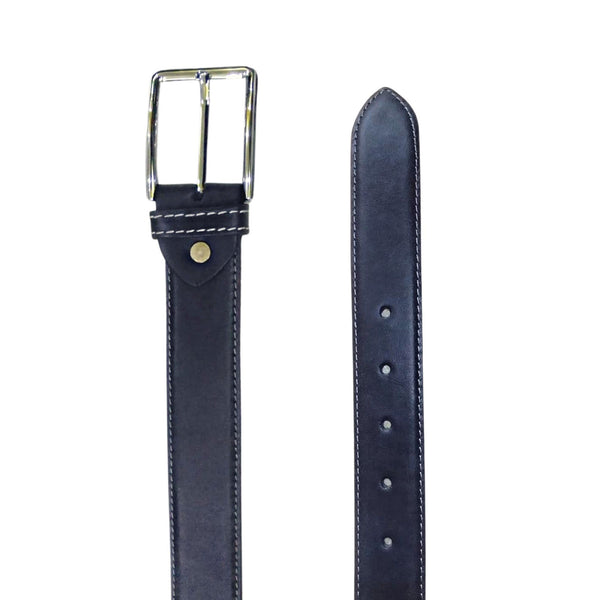 Black Formal Leather Belt - Single Stitched 35mm Wide