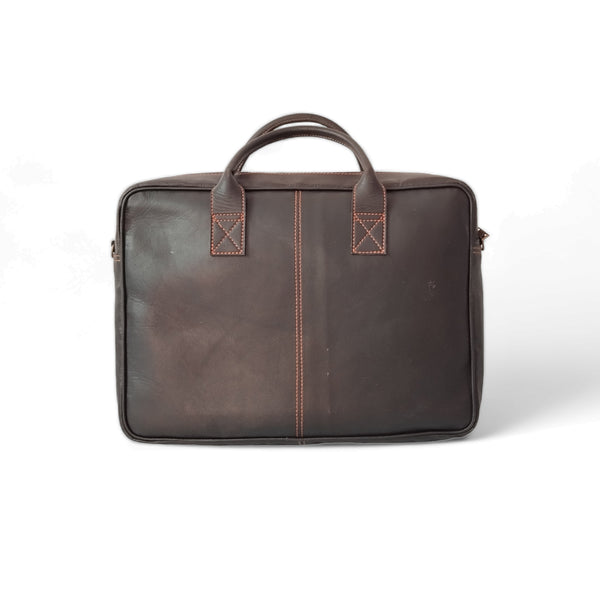 Coffee Brown Men's Leather Laptop Bag