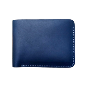 Navy Bifold Slim Leather Wallet for Men