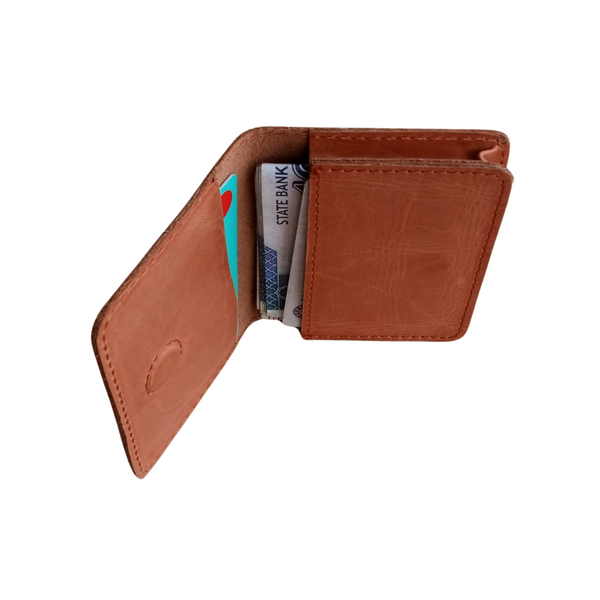 Mustard Leather Wallet - Hidden Magnetic Closure