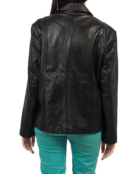 Black Women's Leather Coat Jacket