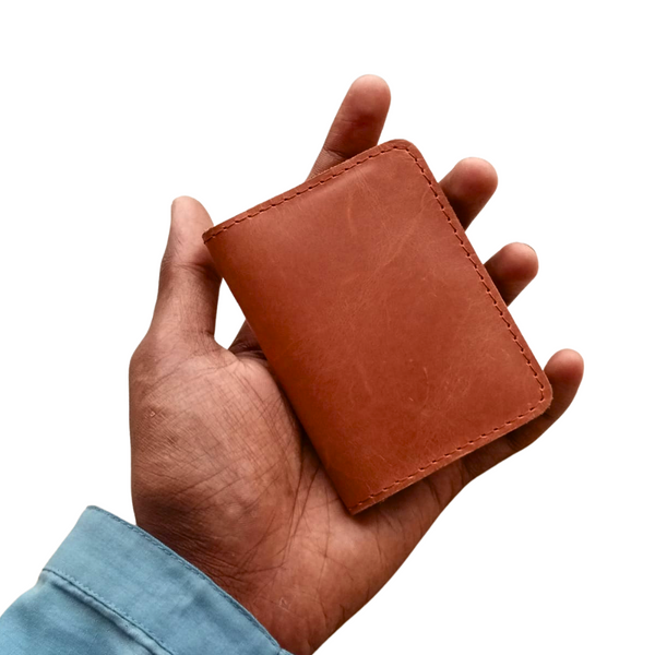 Mustard Leather Wallet - Hidden Magnetic Closure