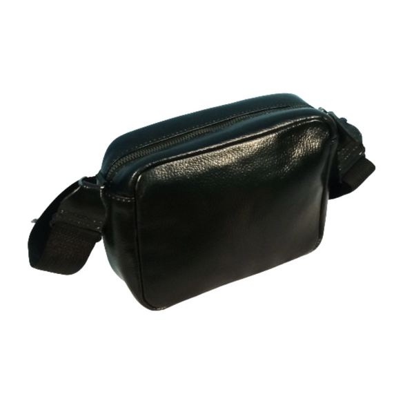 Black Leather Crossbody Bag for Men & Women