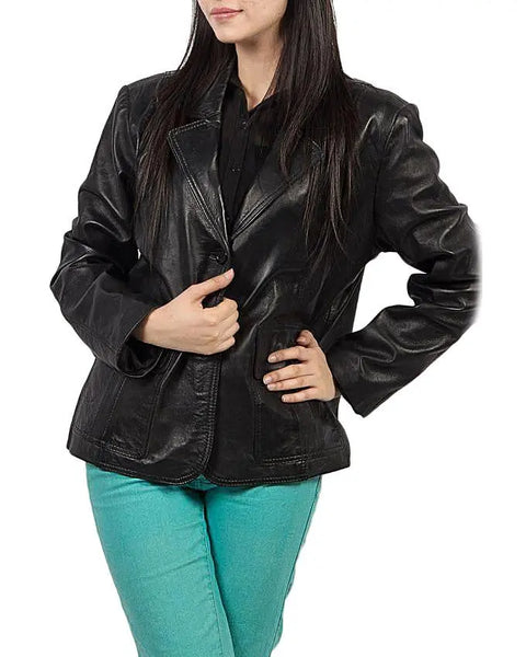 Black Women's Leather Coat Jacket