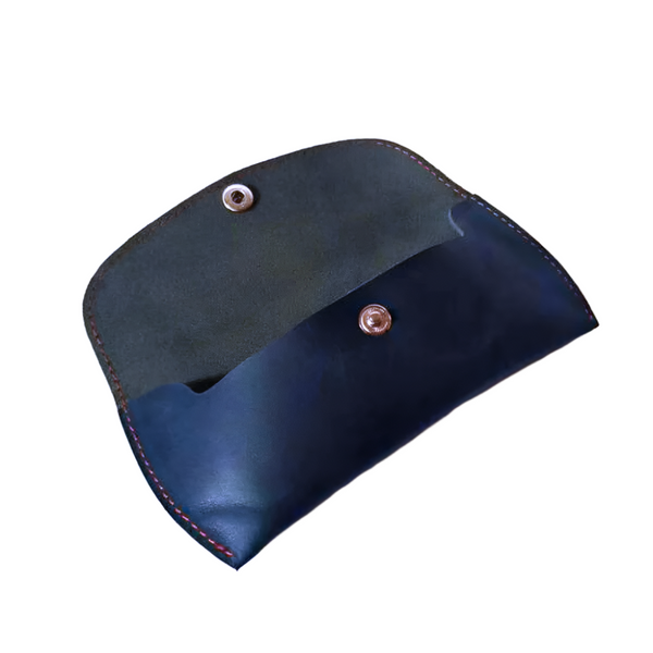 Navy Leather Sunglasses Cover - Optical Case