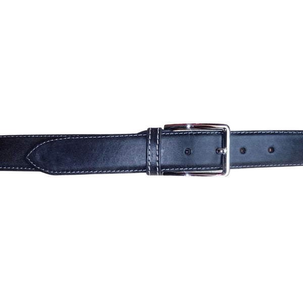 Black Formal Leather Belt - Single Stitched 35mm Wide