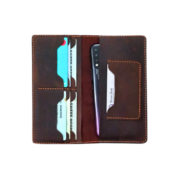 Burgundy Leather Long Wallet - Coat Wallet