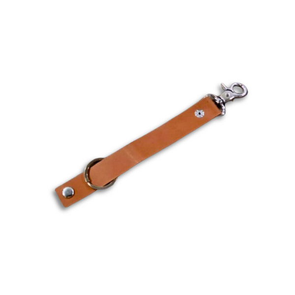 Tan Leather Keychain with Hanging Hook