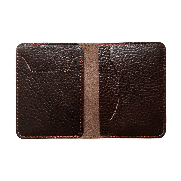 Brown Leather Bifold Card Holder - Mini Wallet