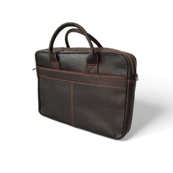 Coffee Brown Men's Leather Laptop Bag