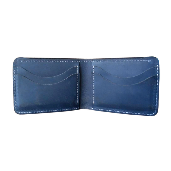 Navy Bifold Slim Leather Wallet for Men