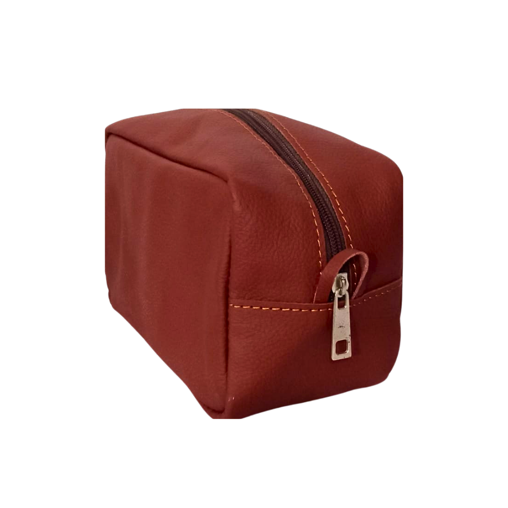 Rust Leather Toiletry Bag - Shaving Kit - Cosmetic Pouch