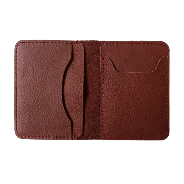 Rust Leather Bifold Card Holder - Mini Wallet