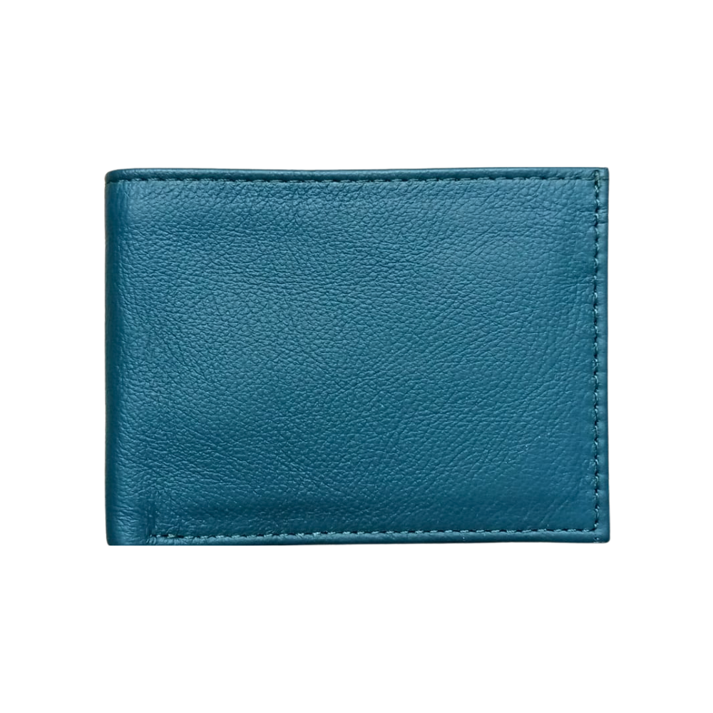 Ocean Blue Slim Fold Leather Wallet