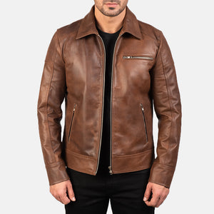 Vintage Brown Leather Jacket - Sheep Leather